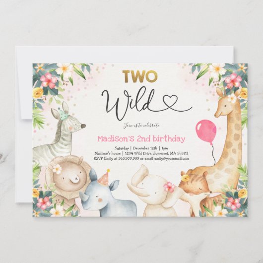 Safari Two Wild Birthday Uitnodiging twee Wilde Pa (Voorkant)
