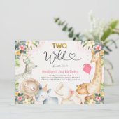 Safari Two Wild Birthday Uitnodiging twee Wilde Pa (Staand voorkant)