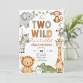 Safari Two Wild boy invitation de 2e anniversaire. (Debout devant)