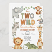 Safari Two Wild boy invitation de 2e anniversaire. (Devant / Derrière)