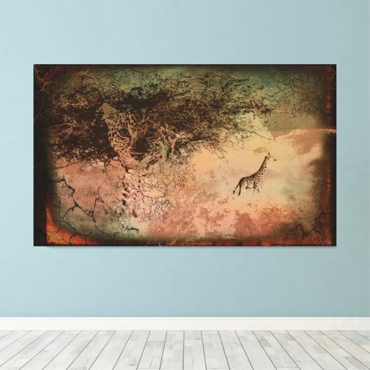  Safari Uitgerekte Canvas Print (Insitu (Houten vloer))
