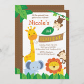 Safari Uitnodiging/Oerwoud Uitnodiging/Zoo Uitnodi Kaart (Voorkant / Achterkant)