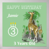 Safari Ultra Cute Giraffe Affiches d'anniversaire (Devant)