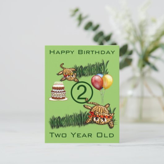 Safari ultra mignon Leopard Invitations d'annivers (Debout devant)