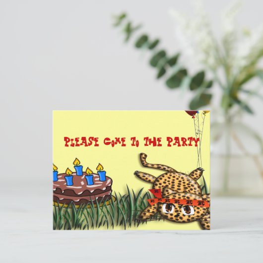 Safari Ultra mignonne Leopard Invitations d'annive