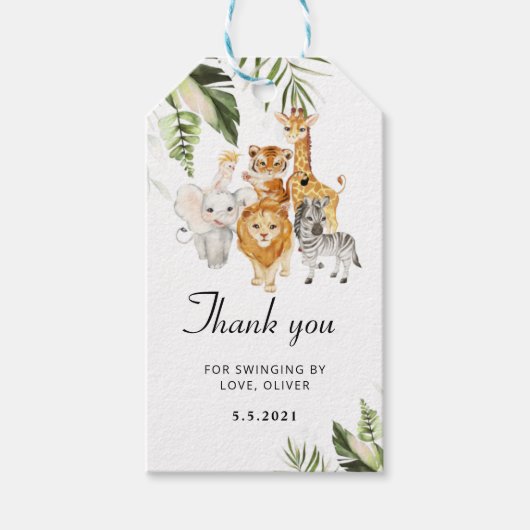 Safari verjaardagdank u label cadeaulabel (Voorkant)