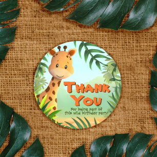 Safari Verjaardagsfeest - Giraffe Ronde Sticker