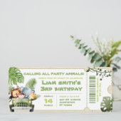 Safari-verjaardagsfeestticket (Staand voorkant)