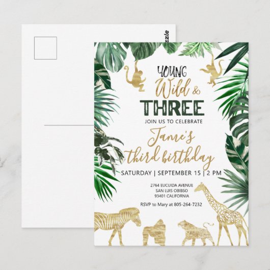 Safari verjaardagsuitnodiging briefkaart (Voorkant / Achterkant)