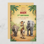 Safari Verjaardagsuitnodiging Goud Oerwoud Dieren Kaart (Voorkant / Achterkant)