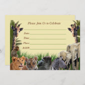 Safari-verjaardagsuitnodiging,uitnodiging voor oer kaart (Voorkant / Achterkant)