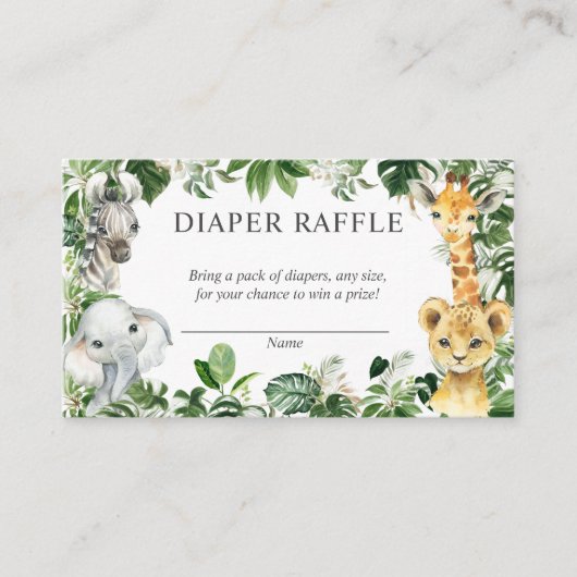Safari vert Jungle Animaux Déchets Carte Raffle (Devant)