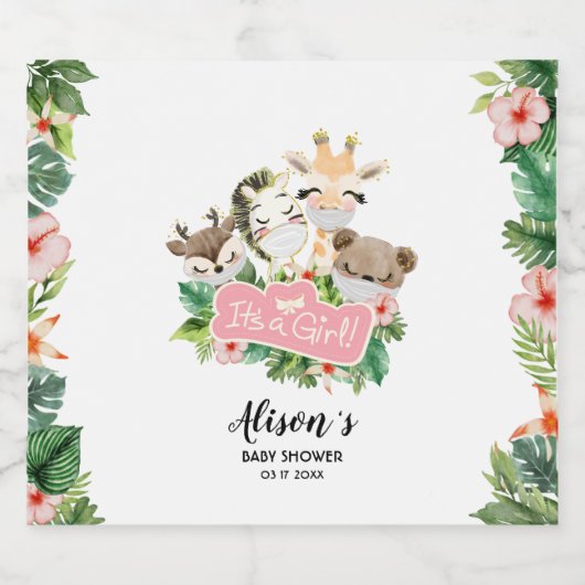 Safari Vrienden | mousserende Baby shower L Sparkling Wijnetiket (Enkel label)