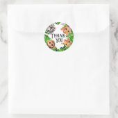Safari vrienden tijger giraffe zebra aap olifant ronde sticker (Tas)