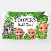 Safari vrienden tijger giraffe zebra aap olifant spandoek (Horizontaal)