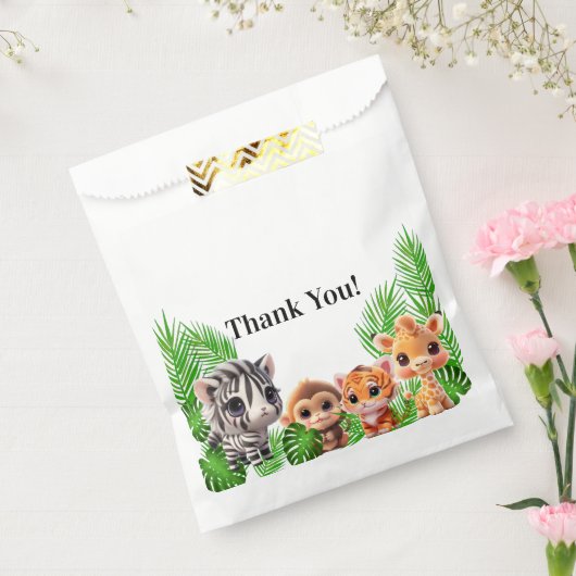 Safari vrienden tijger giraffe zebra aap verjaarda bedankzakje (Gezegeld)