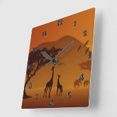 Safari Wall Clock Vierkante Klok (Hoek)