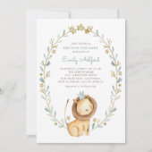 Safari Watercolor Leeuwenprins Baby Shower Brunch Kaart (Voorkant)
