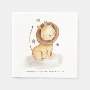 Safari Waterverf Leeuw Prince Kids Verjaardag Servet