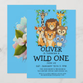 Safari Wild 1e verjaardag uitnodigingen (Voorkant / Achterkant)