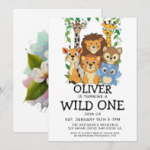 Safari Wild 1e verjaardag uitnodigingen (Voorkant / Achterkant)