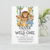 Safari Wild 1er anniversaire Invitations (Debout devant)