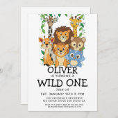 Safari Wild 1er anniversaire Invitations (Devant / Derrière)