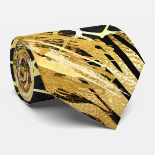 Safari Wild Animal skin Gold zwart stijlvol patroo Stropdas