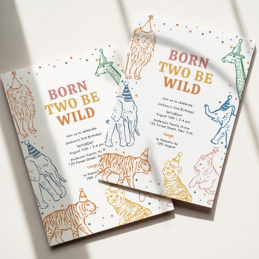 Safari Wild Animals Girl 2e Invitation anniversair