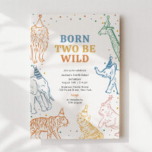 Safari Wild Animaux 2e Invitation anniversaire