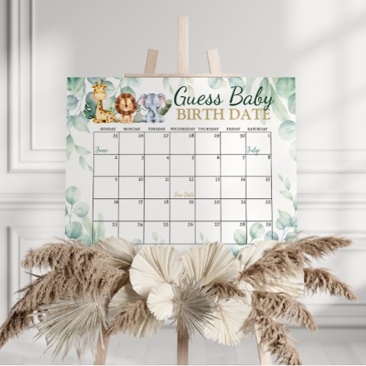 Safari Wild Baby shower Raad Vervaldatum agenda Poster