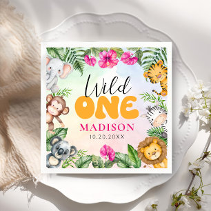 Safari Wild Een 1e Meisje Verjaardag Servet