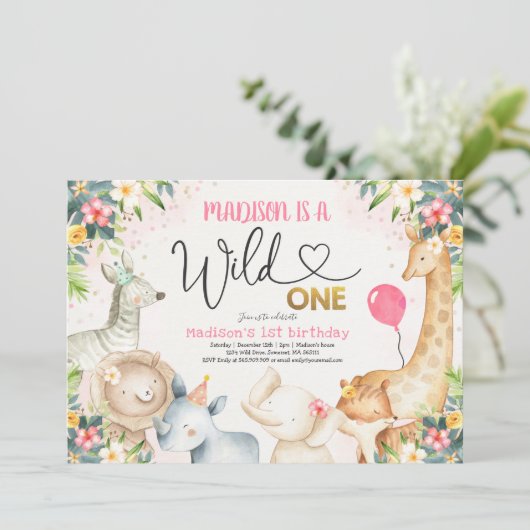 Safari Wild Eén dag uitnodiging Wild Eén partij (Staand voorkant)