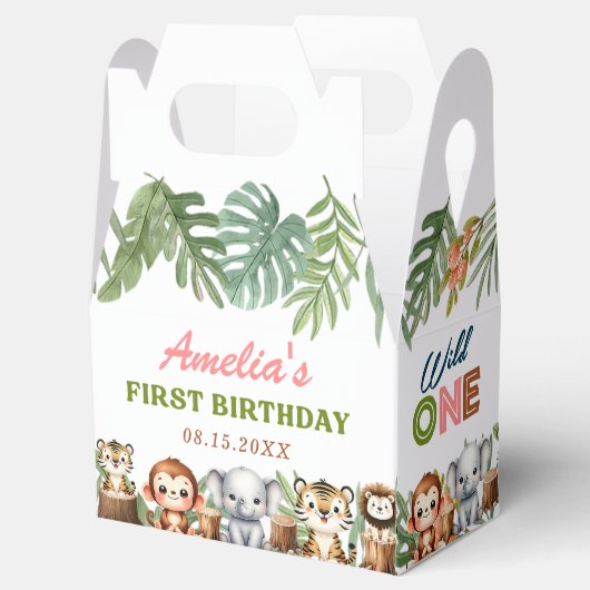 Safari Wild Eén eerste verjaardag Bedankdoosjes (Geopend)