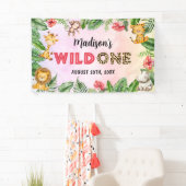 Safari Wild Eén eerste verjaardag Spandoek (Insitu)