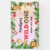 Safari Wild Eén eerste verjaardag Spandoek (Verticaal)