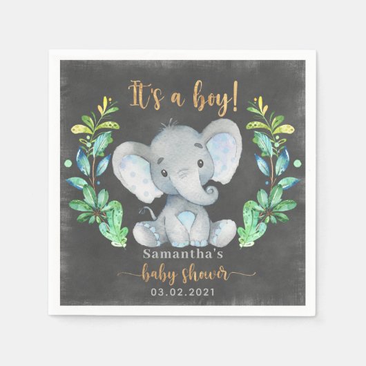Safari Wild Elephant Baby shower Servet (Voorkant)