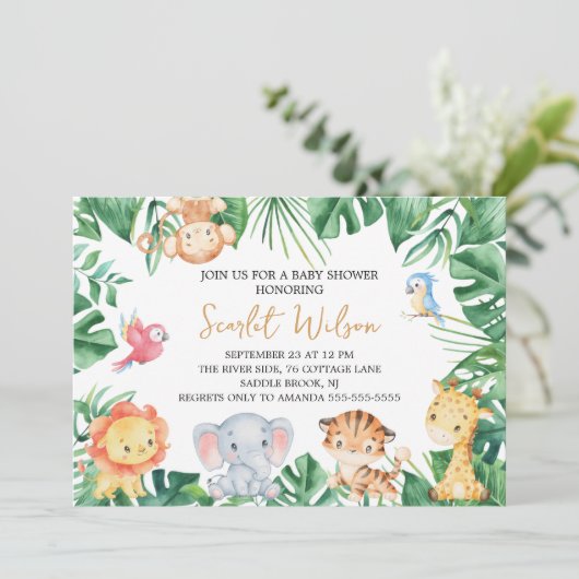 Safari Wild Oh Baby ! Invitation baby shower (Debout devant)