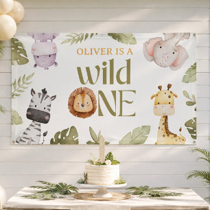 Safari Wild One 1e verjaardag Spandoek