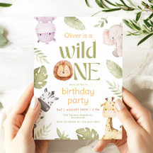 Safari Wild One 1e verjaardagsuitnodiging