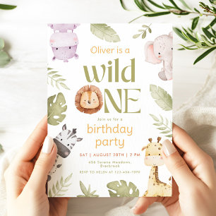 Safari Wild One 1e verjaardagsuitnodiging Kaart