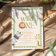Safari Wild One 1e verjaardagsuitnodiging
