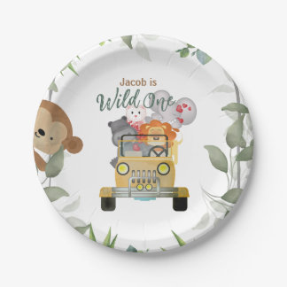 Safari Wild One 1st Birthday Boy Papieren Bordje