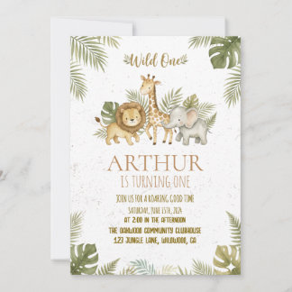 Safari Wild One 1st Birthday Invite Map Kaart