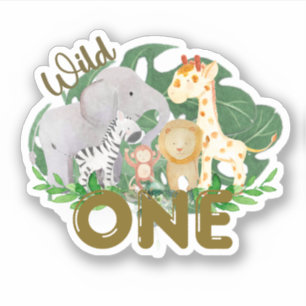 Safari Wild One Animals Tropische bladeren Sticker