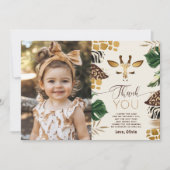 Safari Wild One anniversaire photo merci carte (Devant)