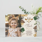 Safari Wild One anniversaire photo merci carte (Debout devant)