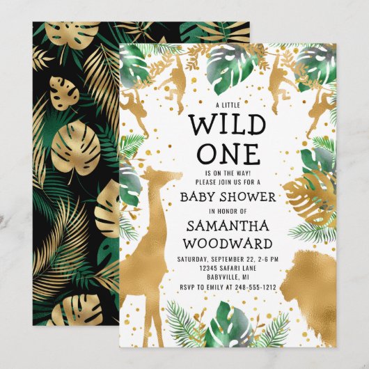 Safari Wild One Baby shower Invitation (Devant / Derrière)