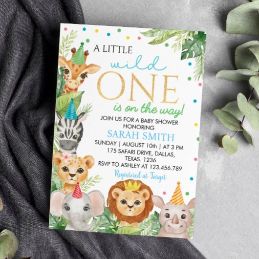 Safari Wild One Baby shower Invitation