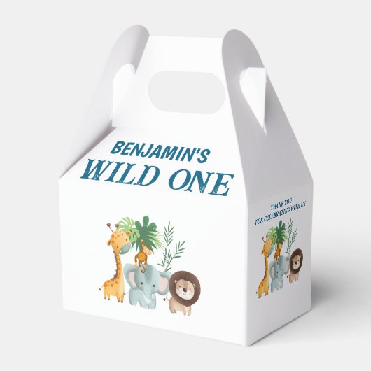 Safari Wild One Birthday  Bedankdoosjes (Voorkant Zijde)